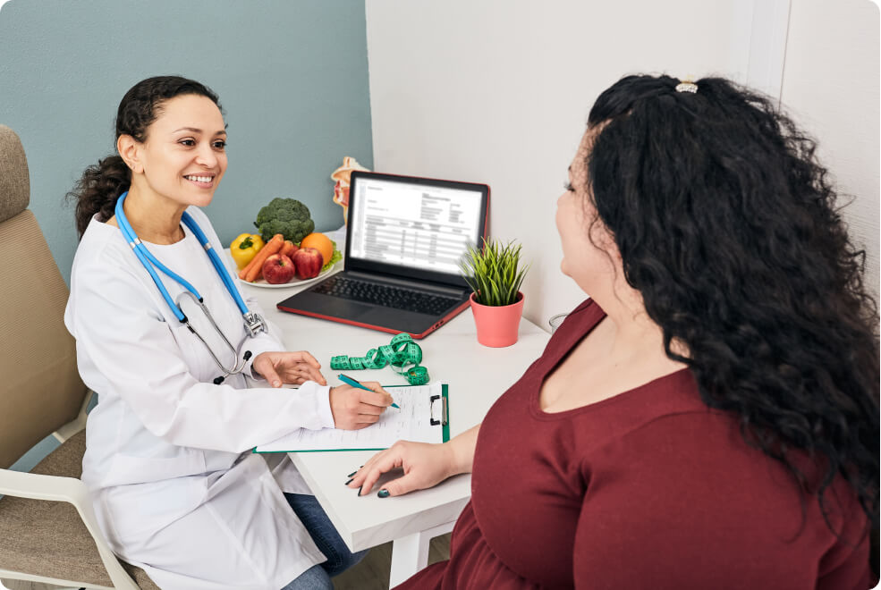healthcare professional with patient